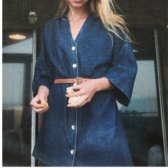 NWT Zara Belted Denim Shirt Dress - Picture 3 of 12